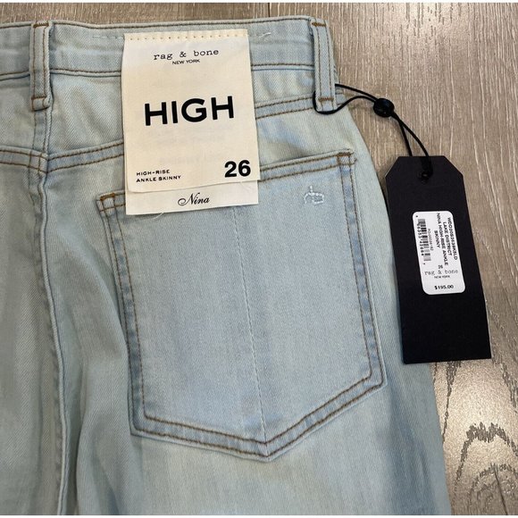 Rag & Bone Women's Nina High Rise Ankle Skinny Jeans Lake District Sz 26 NWT - Picture 12 of 14